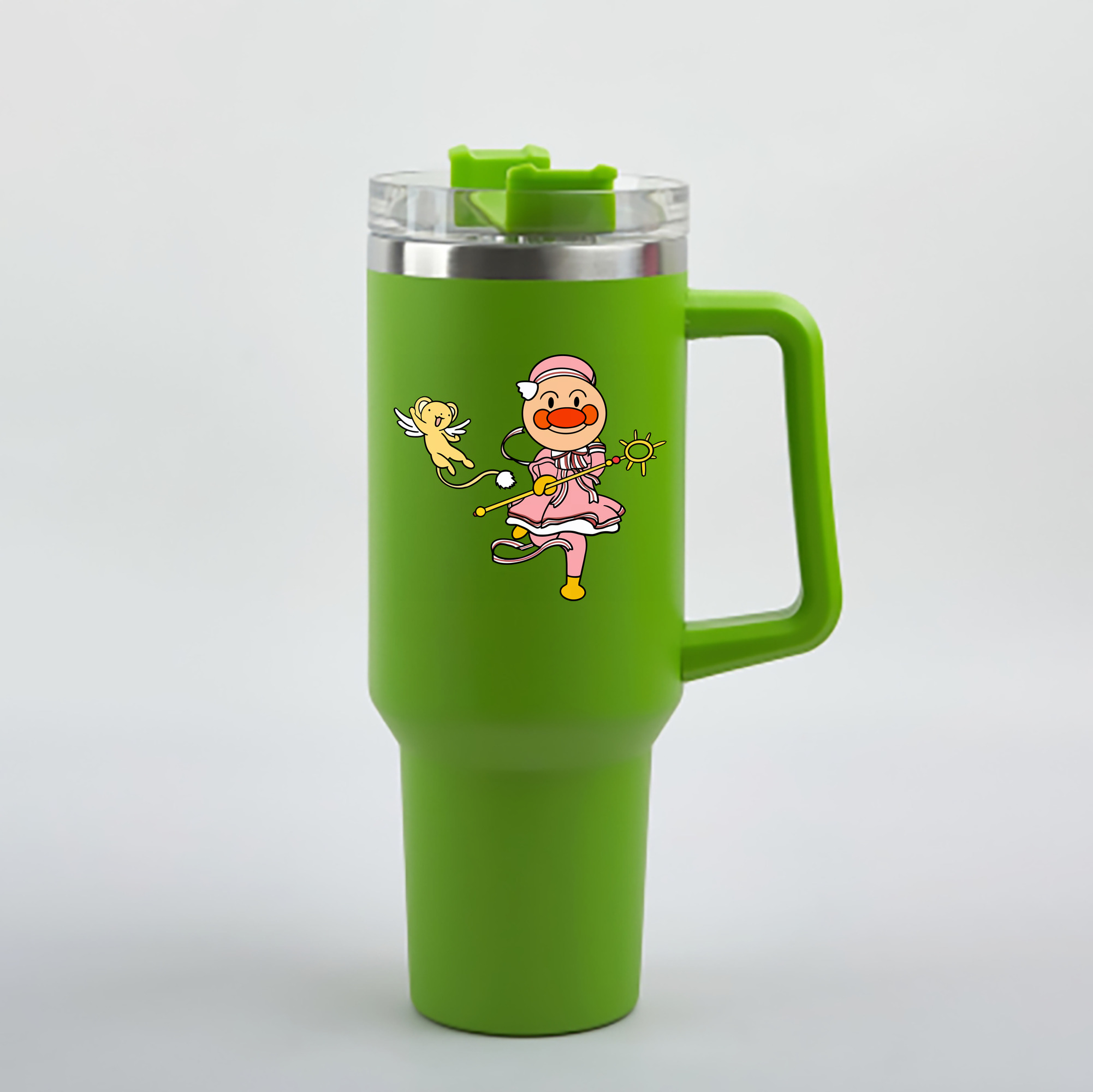 （画像用） アンパンマン Anpanman 1200mL車用タンブラー - クリスタルステッカー（プラスチックストロー付き）